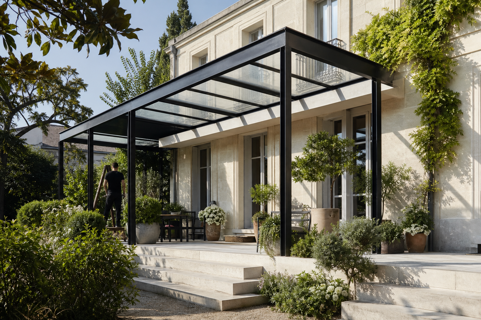 Pergola bioclimatique sur terrasse